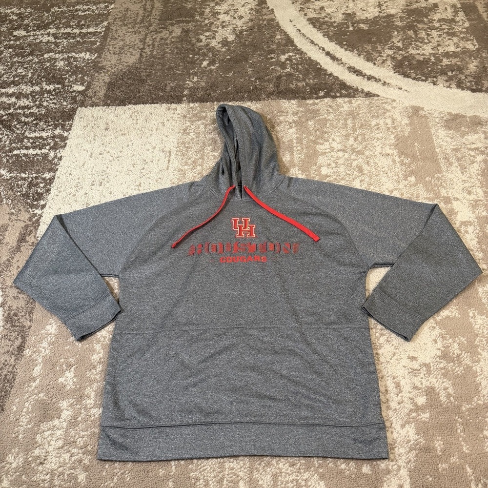 Champion Elite Houston Cougars Pullover Hoodie Mens Large Gray NCAA Kangaroo